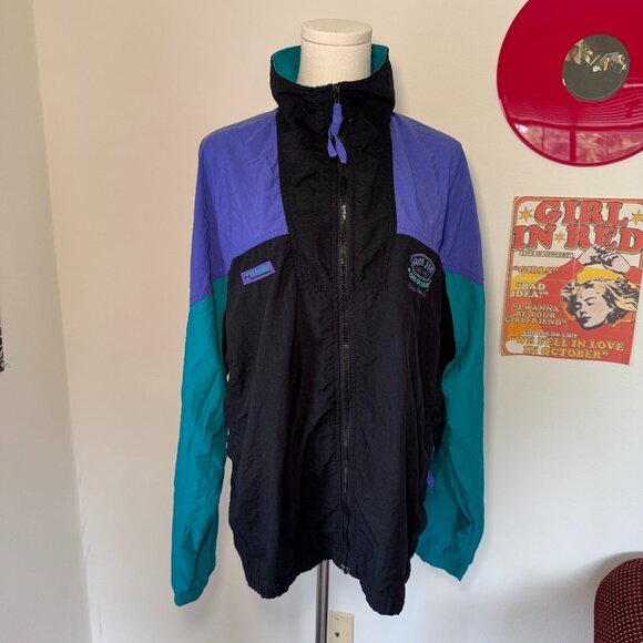Columbia Retro Ron Jon Surf Shop Purple and Black Windbreaker Jacket - Picture 1 of 13